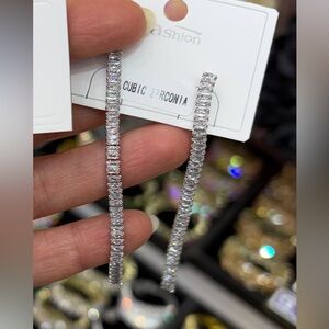 Dazzling Silver Cubic Zirconia Earrings